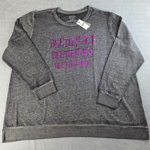 Beetlejuice‎ Graphic Sweatshirt Womens 18/20 Gray NWT Metallic Purple Acid Wash